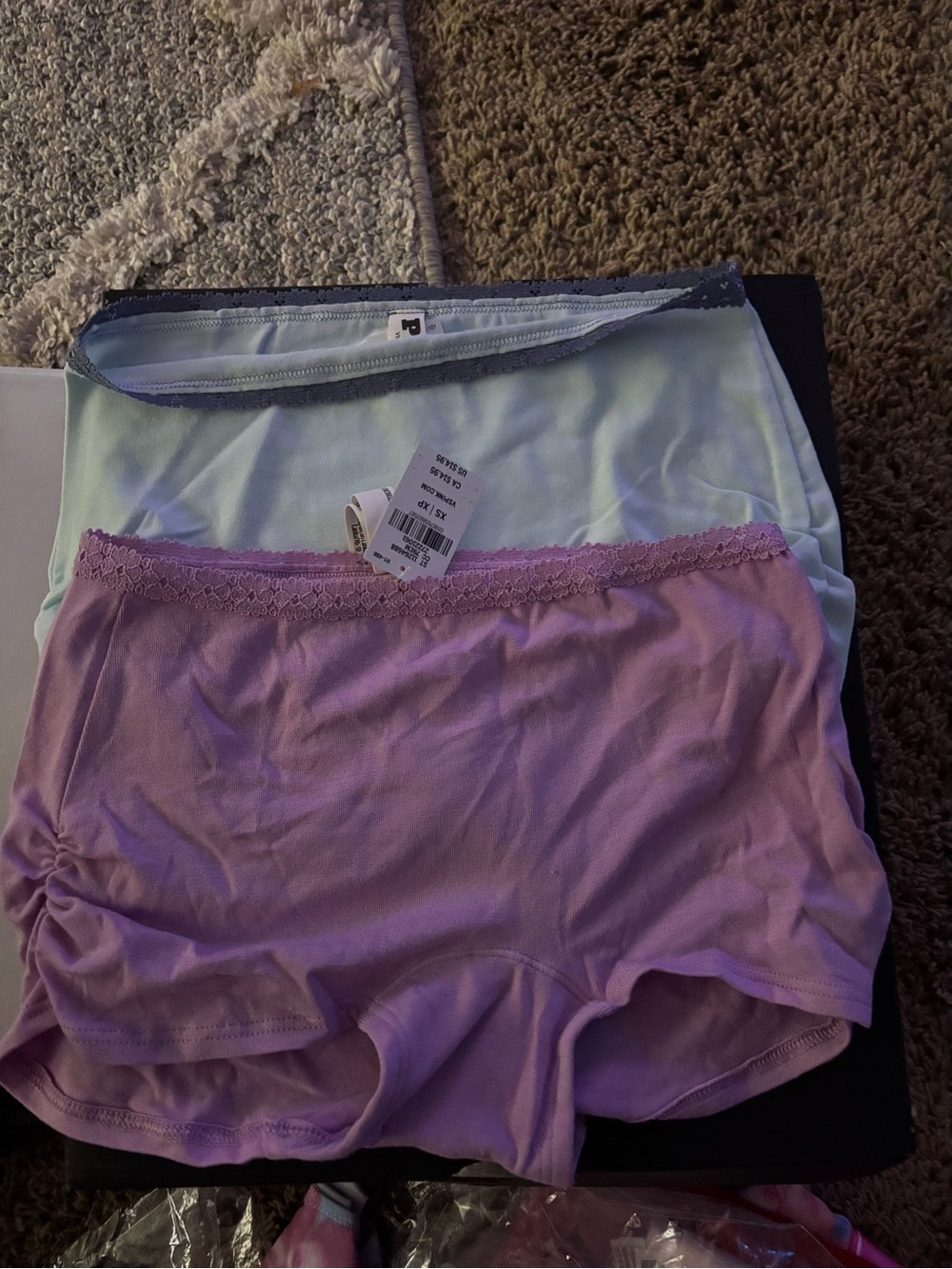 PINK Victoria's Secret Lace-Trim High-Waist Shorts in Lavender